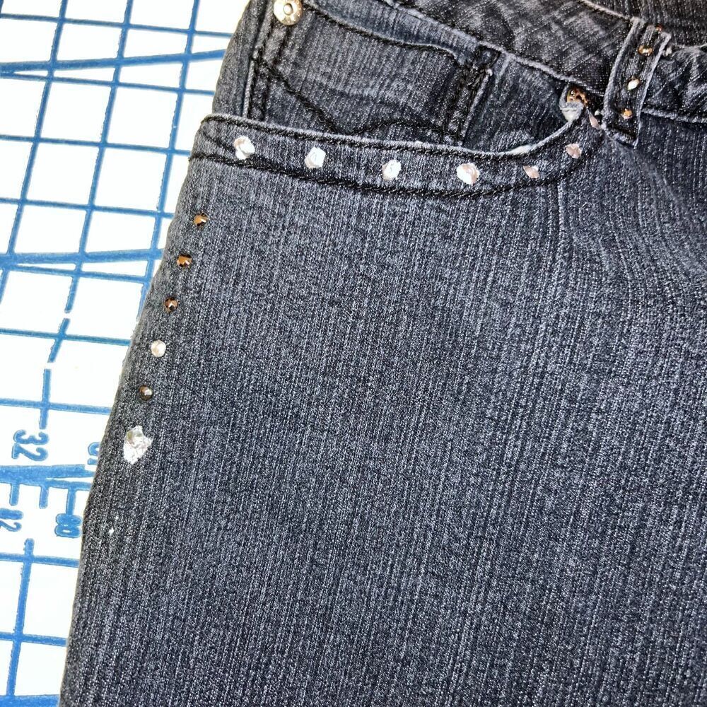 y2k Crest Jeans Size 23/24 Black Retro Grunge Cotton Denim Pants - Picture 9 of 12